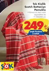 TEK KİŞİLİK SCOTCH BATTANİYE PAMUKLU